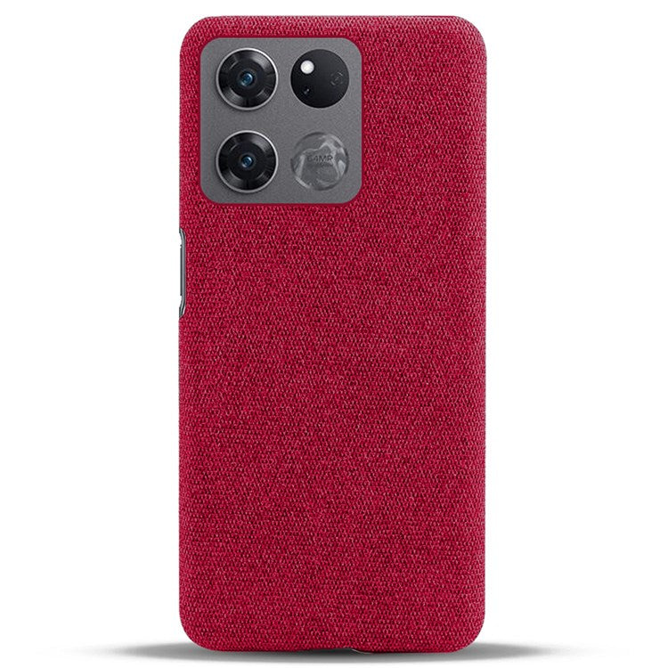 For OnePlus Ace Racing 5G Anti-fall Hard PC + Cloth Phone Cover Solid Color Wear-resistant Mobile Phone Case - Red