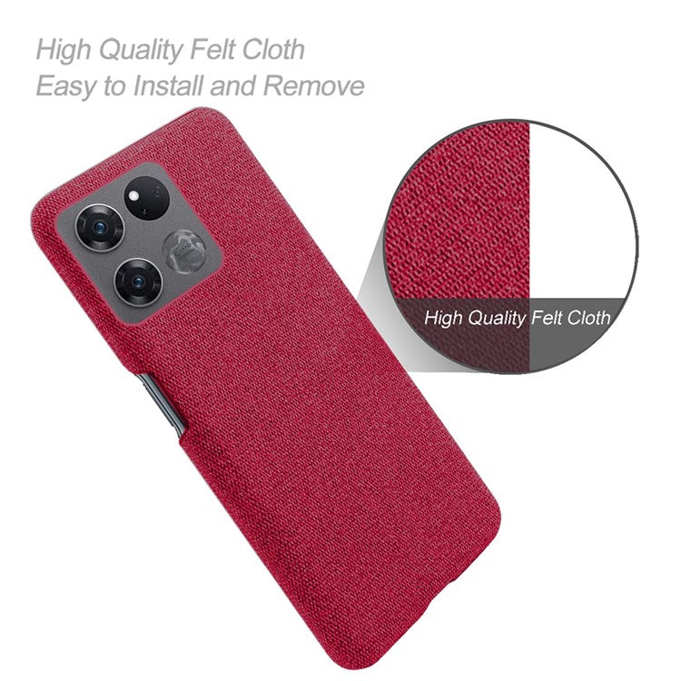 For OnePlus Ace Racing 5G Anti-fall Hard PC + Cloth Phone Cover Solid Color Wear-resistant Mobile Phone Case - Red