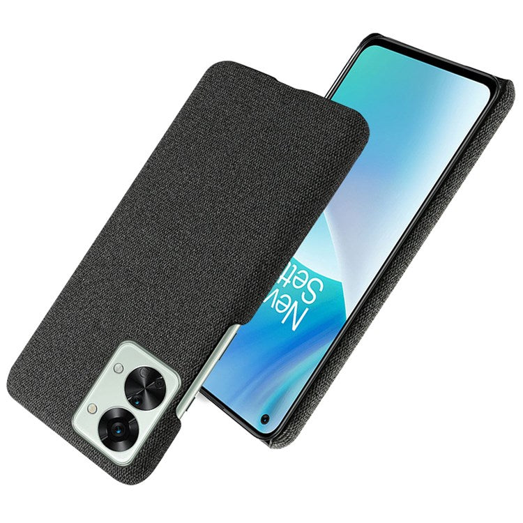 For OnePlus Nord 2T 5G Anti-Slip Phone Case Solid Color Cloth Fabric Cover Slim Full Protective Cell Phone Cover - Black