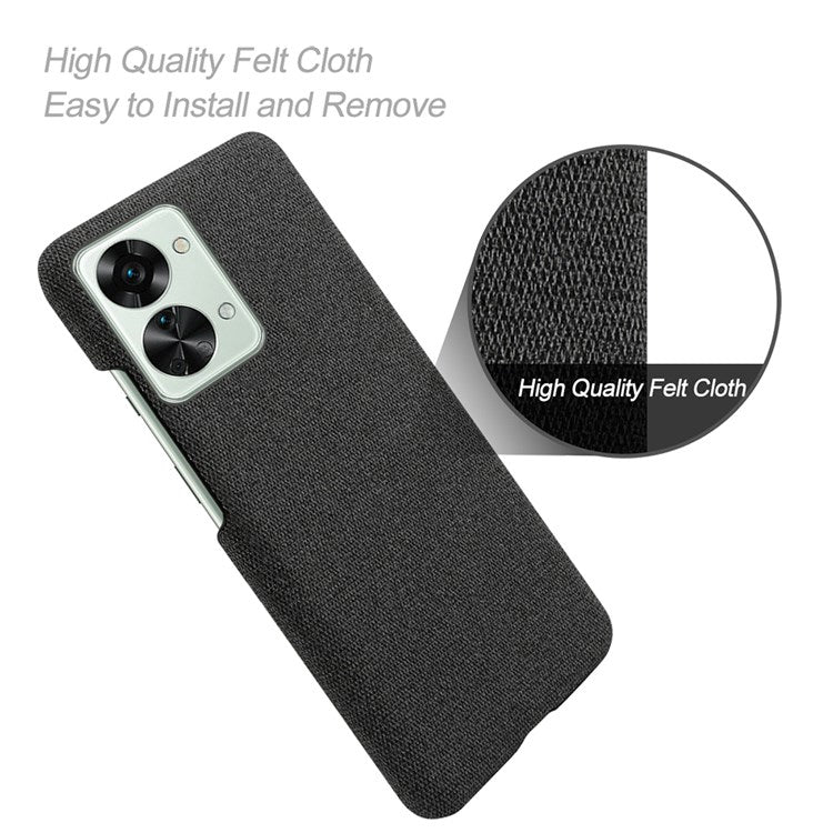 For OnePlus Nord 2T 5G Anti-Slip Phone Case Solid Color Cloth Fabric Cover Slim Full Protective Cell Phone Cover - Black