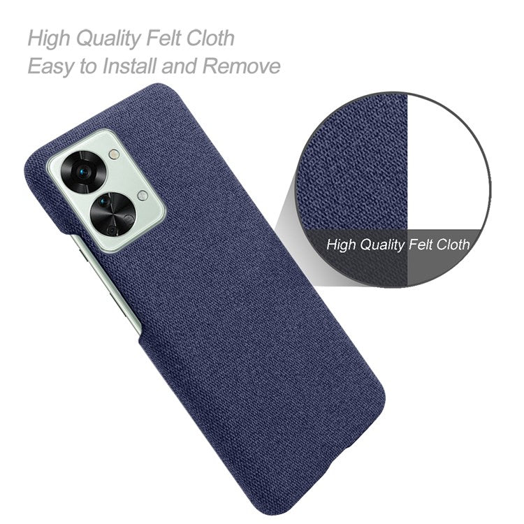 For OnePlus Nord 2T 5G Anti-Slip Phone Case Solid Color Cloth Fabric Cover Slim Full Protective Cell Phone Cover - Blue