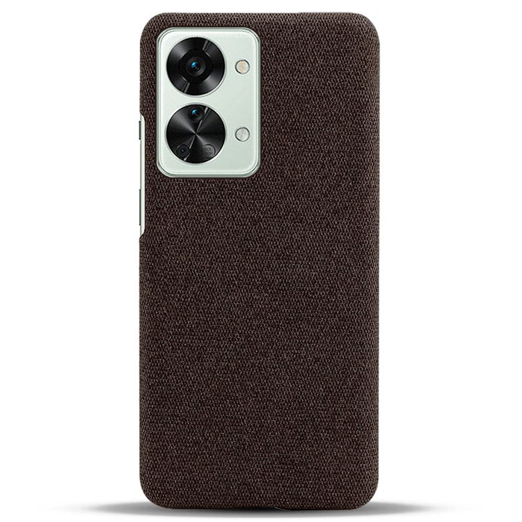 For OnePlus Nord 2T 5G Anti-Slip Phone Case Solid Color Cloth Fabric Cover Slim Full Protective Cell Phone Cover - Brown