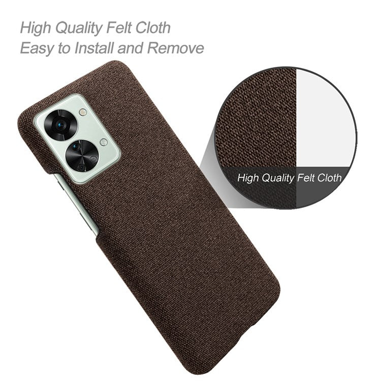 For OnePlus Nord 2T 5G Anti-Slip Phone Case Solid Color Cloth Fabric Cover Slim Full Protective Cell Phone Cover - Brown