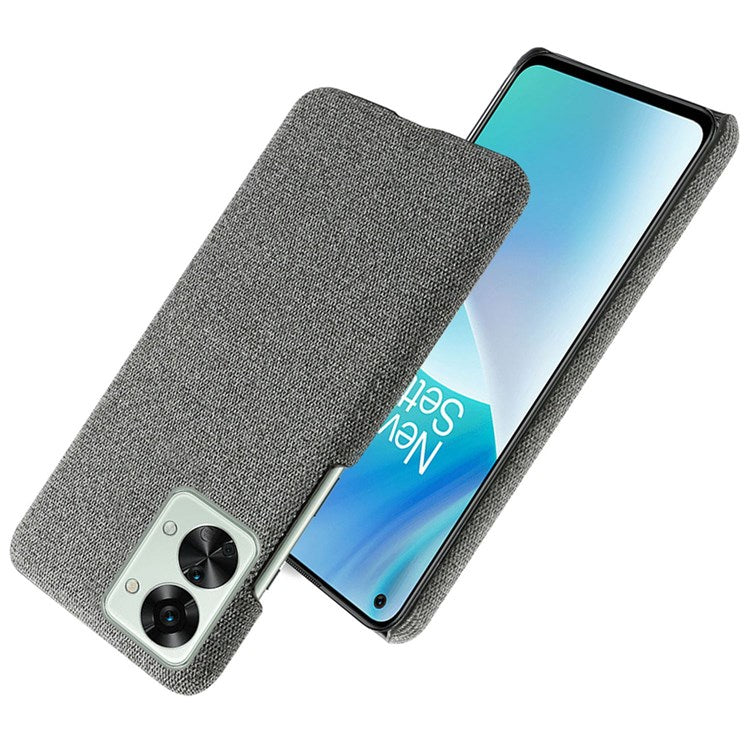 For OnePlus Nord 2T 5G Anti-Slip Phone Case Solid Color Cloth Fabric Cover Slim Full Protective Cell Phone Cover - Grey