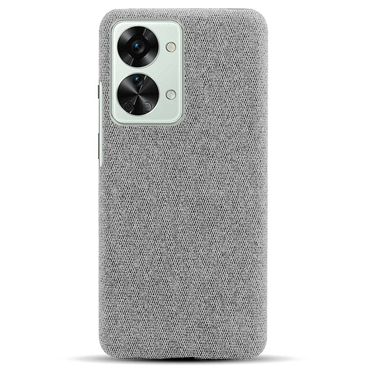 For OnePlus Nord 2T 5G Anti-Slip Phone Case Solid Color Cloth Fabric Cover Slim Full Protective Cell Phone Cover - Light Grey