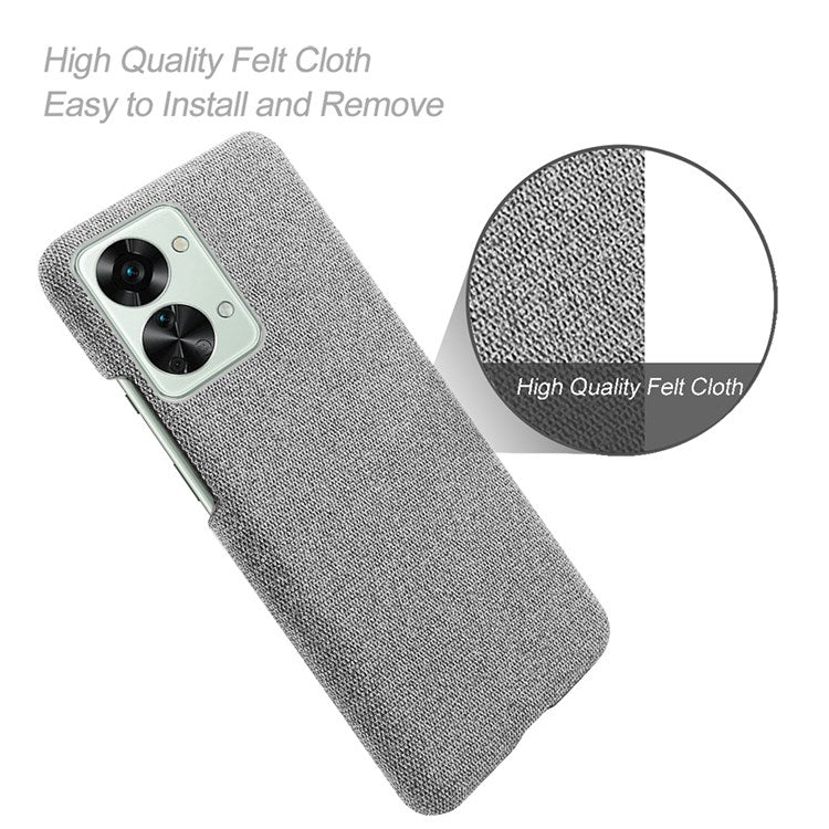 For OnePlus Nord 2T 5G Anti-Slip Phone Case Solid Color Cloth Fabric Cover Slim Full Protective Cell Phone Cover - Light Grey