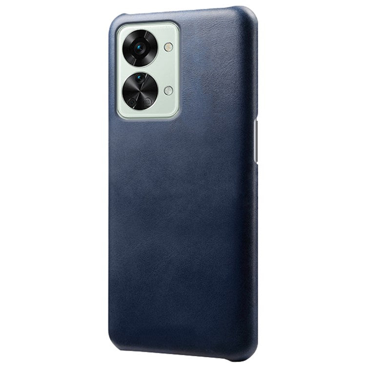 For OnePlus Nord 2T 5G Lightweight Phone Case Calf Textured PU Leather Coating Anti-scratch Hard PC Protective Cover - Blue