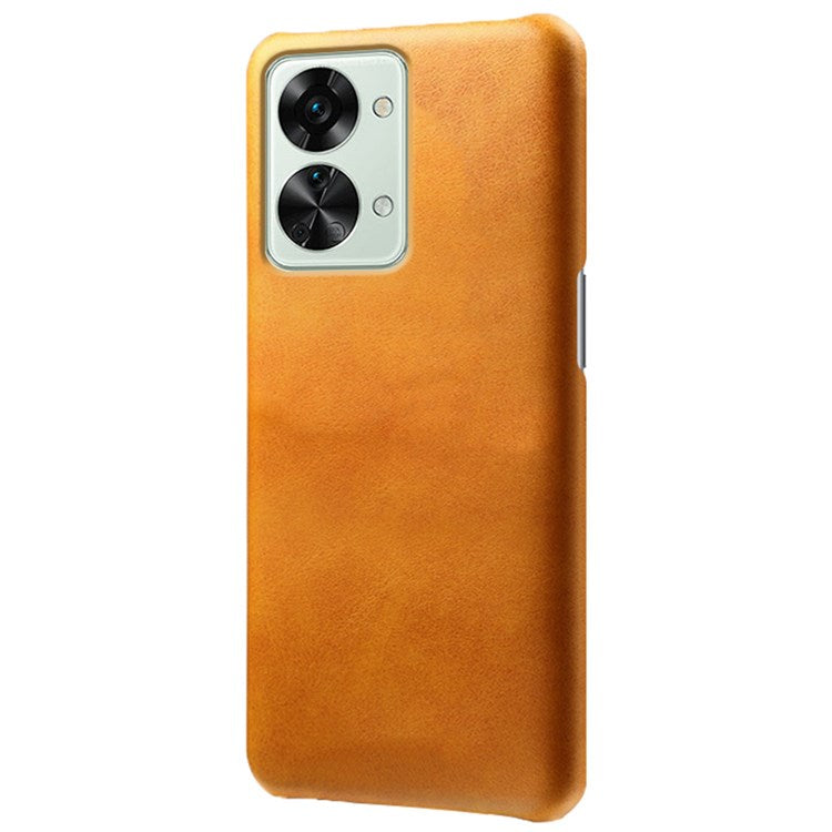 For OnePlus Nord 2T 5G Lightweight Phone Case Calf Textured PU Leather Coating Anti-scratch Hard PC Protective Cover - Orange