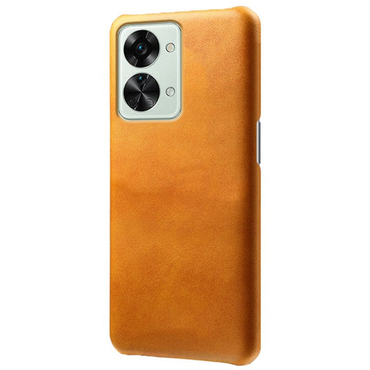 For OnePlus Nord 2T 5G Lightweight Phone Case Calf Textured PU Leather Coating Anti-scratch Hard PC Protective Cover - Orange