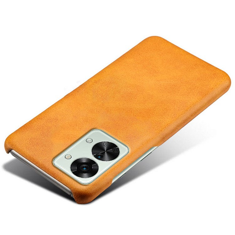 For OnePlus Nord 2T 5G Lightweight Phone Case Calf Textured PU Leather Coating Anti-scratch Hard PC Protective Cover - Orange