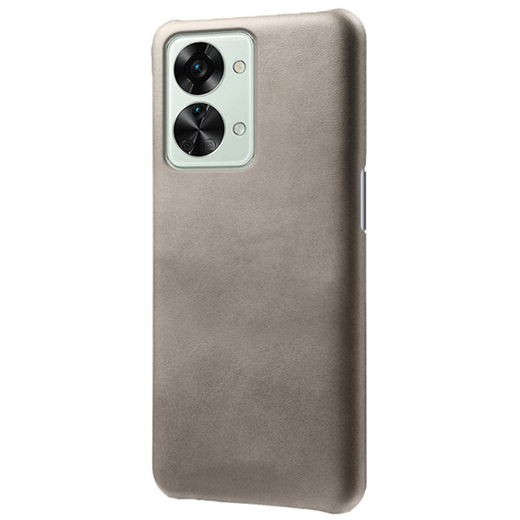 For OnePlus Nord 2T 5G Lightweight Phone Case Calf Textured PU Leather Coating Anti-scratch Hard PC Protective Cover - Grey