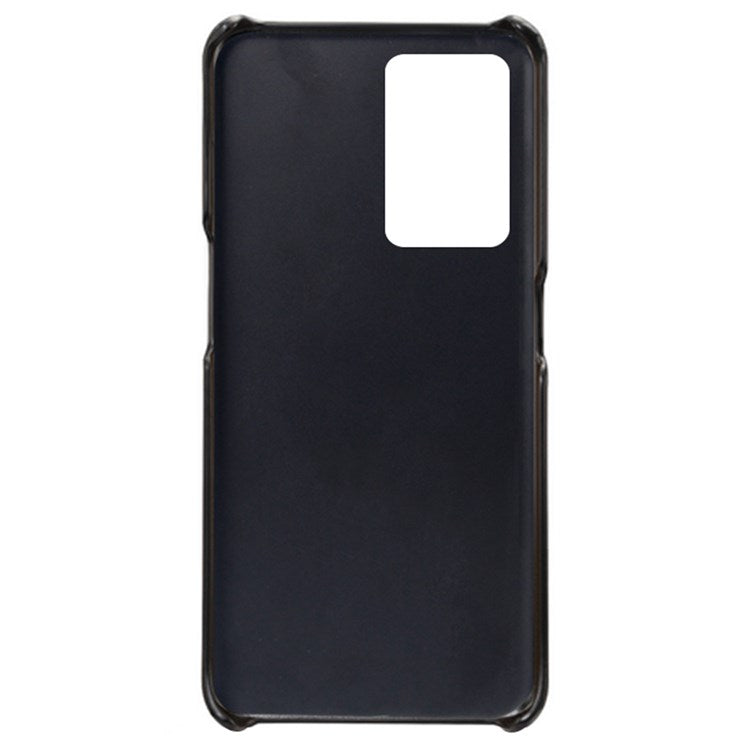 For OnePlus Nord 2T 5G Anti-drop Phone Case with Dual Card Slots PU Leather Coated Hard PC Shock-absorbing Back Cover Shell - Black