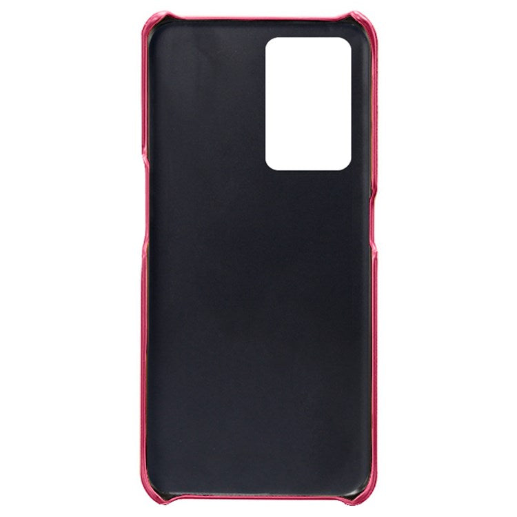 For OnePlus Nord 2T 5G Anti-drop Phone Case with Dual Card Slots PU Leather Coated Hard PC Shock-absorbing Back Cover Shell - Rose