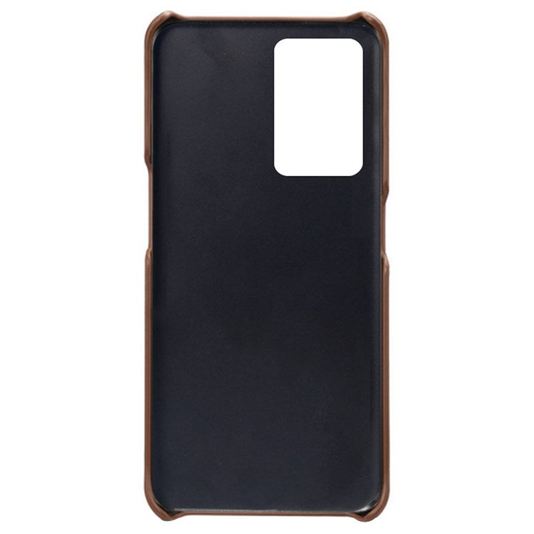 For OnePlus Nord 2T 5G Anti-drop Phone Case with Dual Card Slots PU Leather Coated Hard PC Shock-absorbing Back Cover Shell - Brown