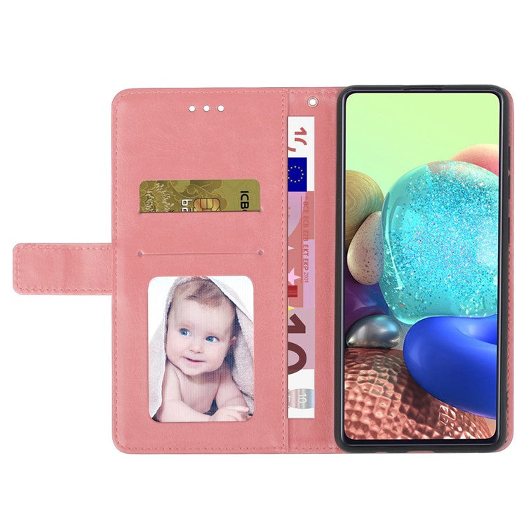 For OnePlus 10T 5G / Ace Pro 5G HT01 PU Leather Wallet Stand Case Imprinted Y-Shaped Lines Well-protected Phone Cover - Pink