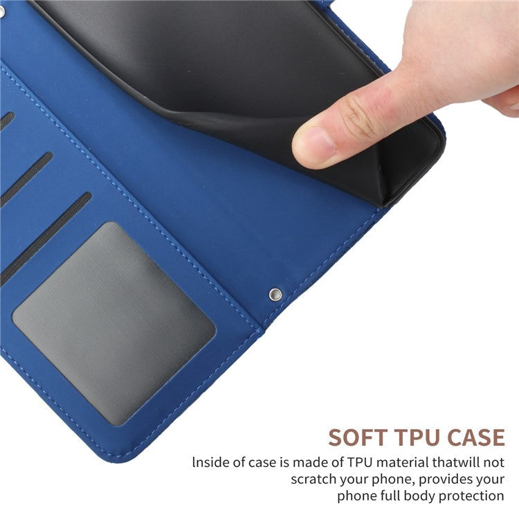 For OnePlus 10T 5G / Ace Pro 5G Skin-touch Magnetic Leather Folio Flip Cover Butterfly Flowers Imprinting Stand Wallet Case with Shoulder Strap - Blue