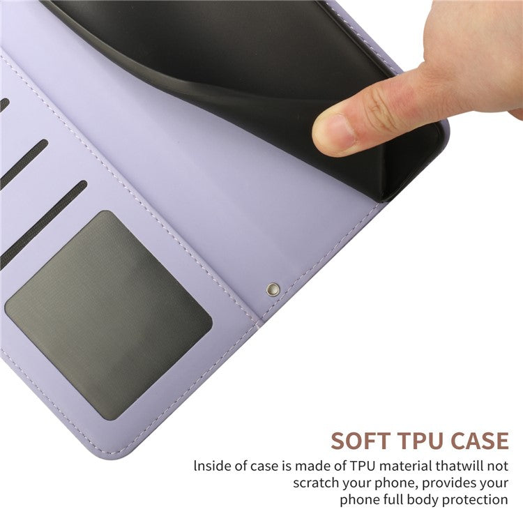 For OnePlus 10T 5G / Ace Pro 5G Skin-touch Magnetic Leather Folio Flip Cover Butterfly Flowers Imprinting Stand Wallet Case with Shoulder Strap - Light Purple