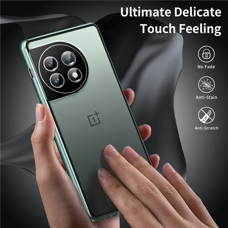 Metal Frame Case for OnePlus 11 5G Tempered Glass Phone Case Full Protection with Lock - Dark Green