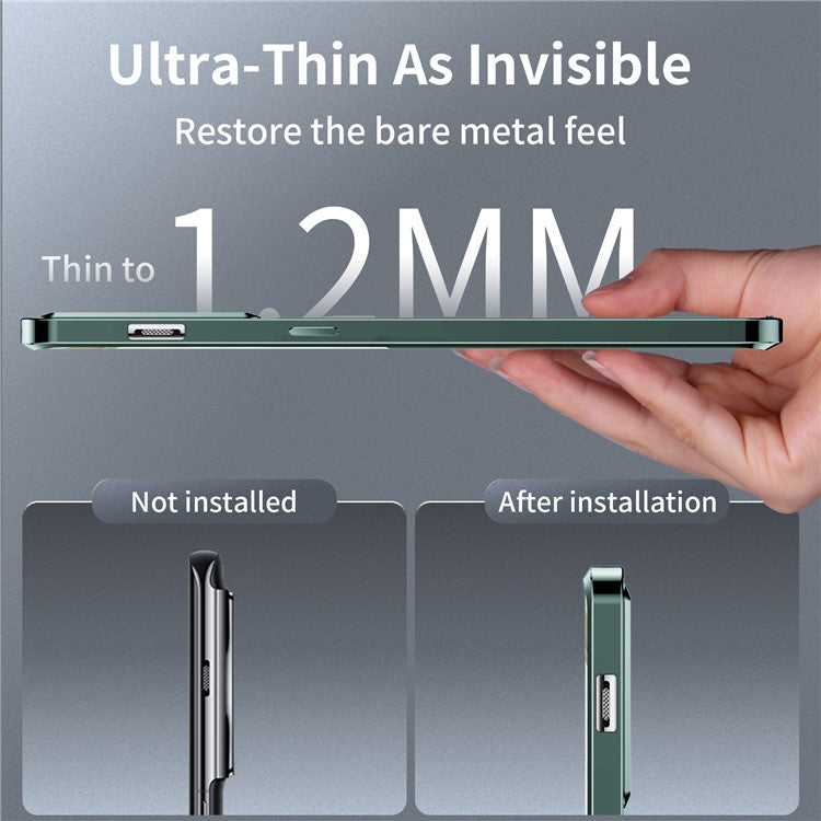 For OnePlus 11 5G Magnetic Phone Case Electroplating Metal Edge Matte Phone Cover with Lens Protection - Green