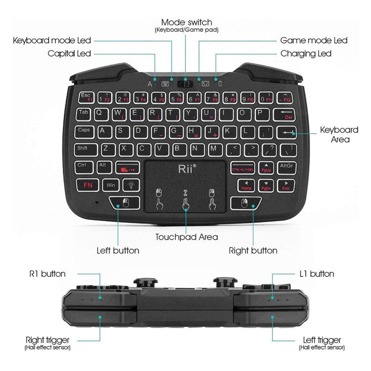 RII RK707 2.4GHz Wireles Game Controller Keyboard Mouse Combo for PC/Raspberry Pi2/Android TV Google/TV B