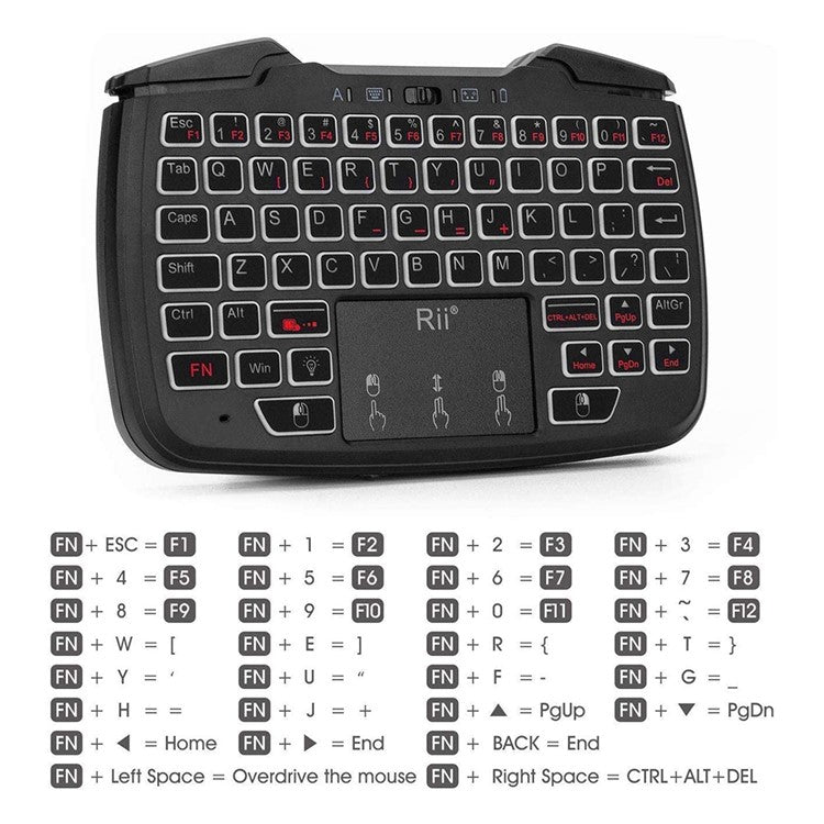 RII RK707 2.4GHz Wireles Game Controller Keyboard Mouse Combo for PC/Raspberry Pi2/Android TV Google/TV B