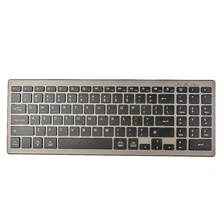 168 2.4G+Dual Bluetooth 95-Key Two Zones Battery Operated Wireless Keyboard for Apple Android Windows - Black