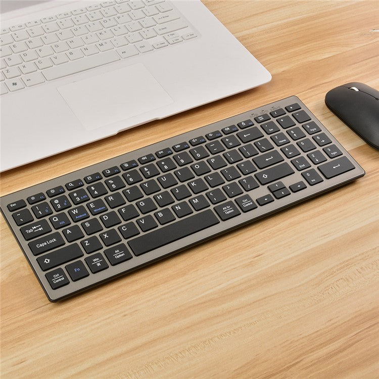 168 2.4G+Dual Bluetooth 95-Key Two Zones Battery Operated Wireless Keyboard for Apple Android Windows - Black
