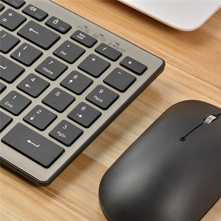 168 2.4G+Dual Bluetooth 95-Key Two Zones Battery Operated Wireless Keyboard for Apple Android Windows - Black