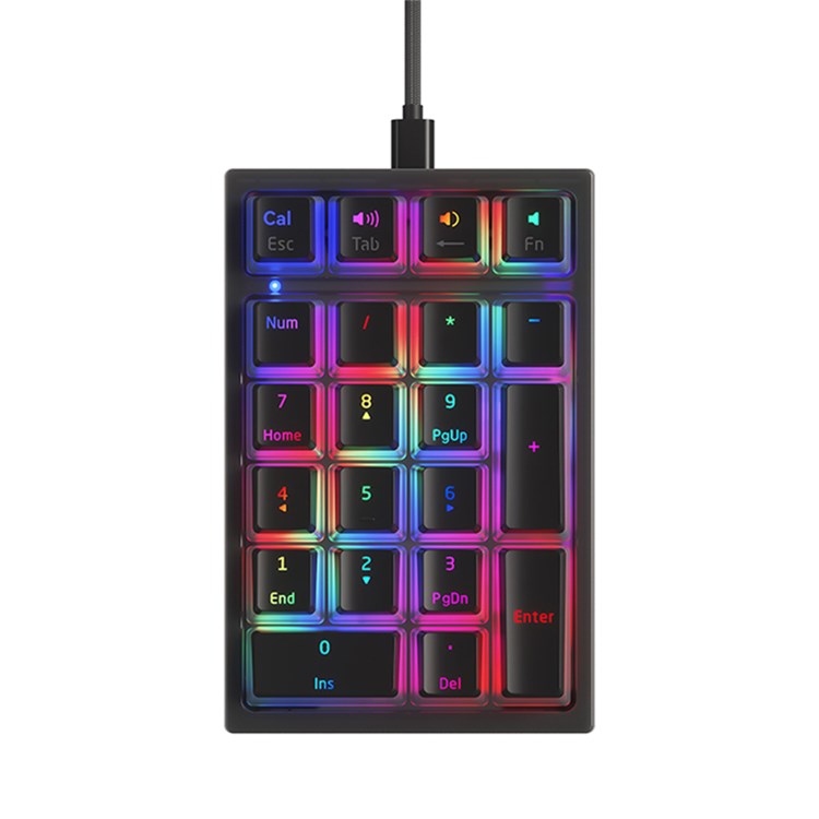 IBLANCOD K10 Wired Numeric Keypad Backlit 21 Keys PC Laptop External Mini Numpad Keyboard - Black