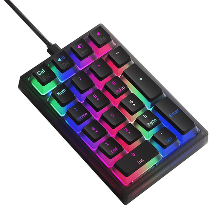 IBLANCOD K10 Wired Numeric Keypad Backlit 21 Keys PC Laptop External Mini Numpad Keyboard - Black