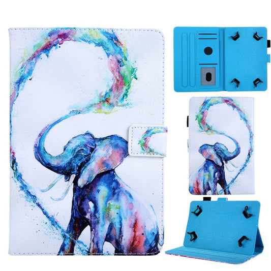 Universal Animal Patterned 8-inch PU Leather Stand Tablet Case for Huawei MediaPad T3 8.0 / iPad mini 5, etc - Elephant