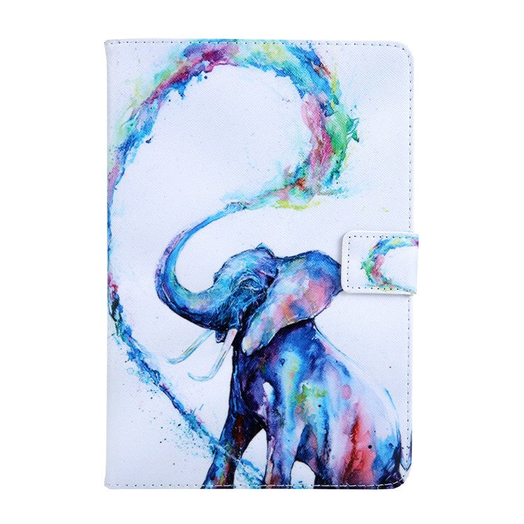 Universal Animal Patterned 8-inch PU Leather Stand Tablet Case for Huawei MediaPad T3 8.0 / iPad mini 5, etc - Elephant