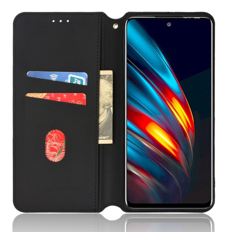 For TECNO Pova 2 LE7 Rhombus Imprinted Shockproof Leather Case Stand Wallet Phone Cover - Blue