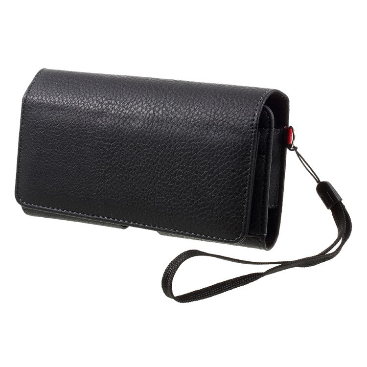 Litchi Leather Holster Cover Dual-layer Coin/Card Slots Pouch for iPhone 8 Plus / Samsung S9+, Size: 160 x 83 x 10mm