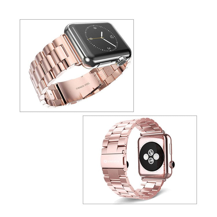 XINCUCO Three Bead Series Stainless Steel Watchband for Apple Watch Series 10 42mm / 9 8 7 41mm / SE (2023) SE (2022) SE 6 5 4 40mm / 3 2 1 38mm - Rose