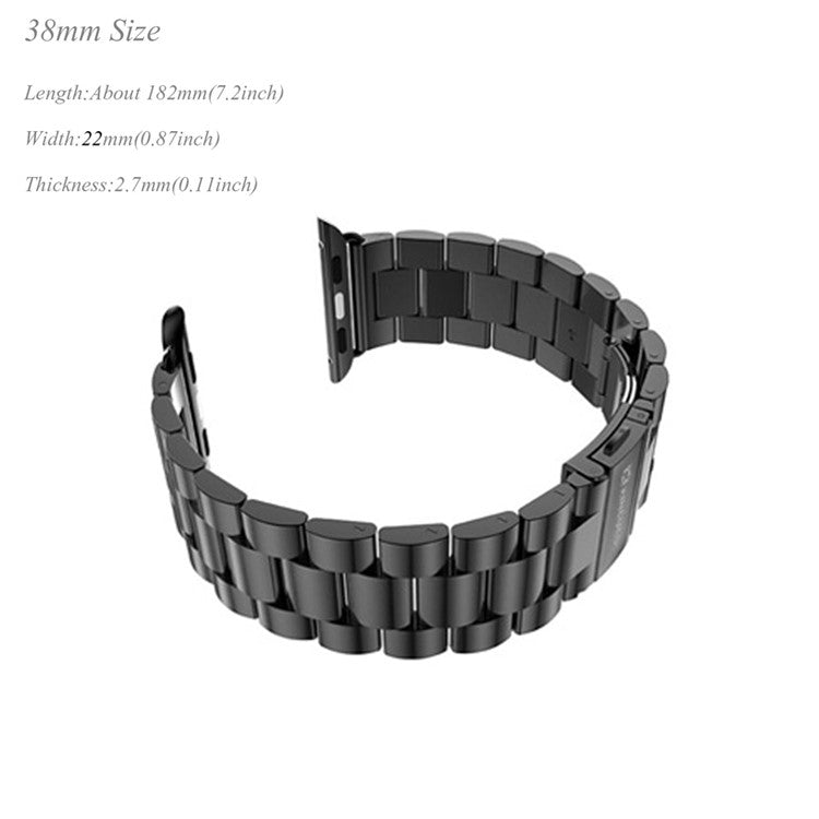 XINCUCO Three Bead Series Stainless Steel Watchband for Apple Watch Series 10 42mm / 9 8 7 41mm / SE (2023) SE (2022) SE 6 5 4 40mm / 3 2 1 38mm - Rose