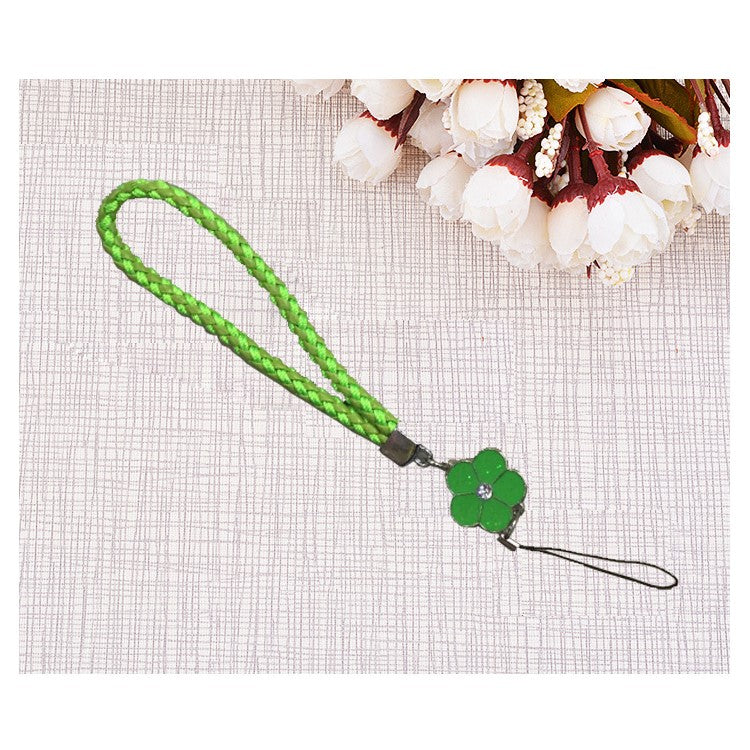 Durable Nylon Woven Pretty Flower Short Wrist Lanyard Hand Strap for Smartphones, Cameras etc. - Green