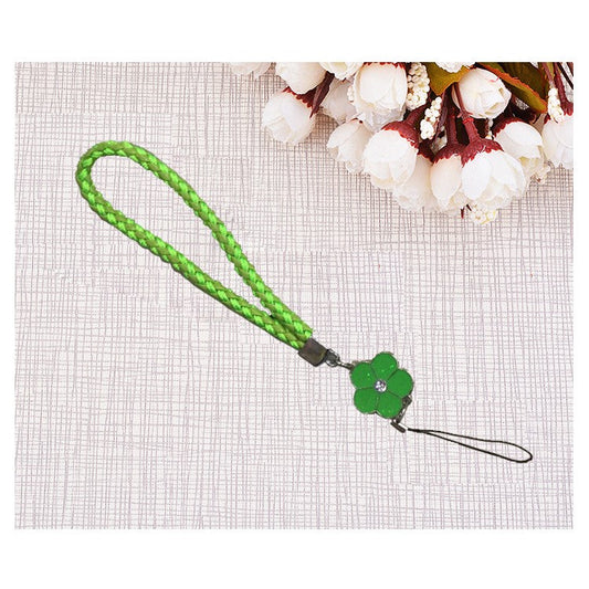 Durable Nylon Woven Pretty Flower Short Wrist Lanyard Hand Strap for Smartphones, Cameras etc. - Green