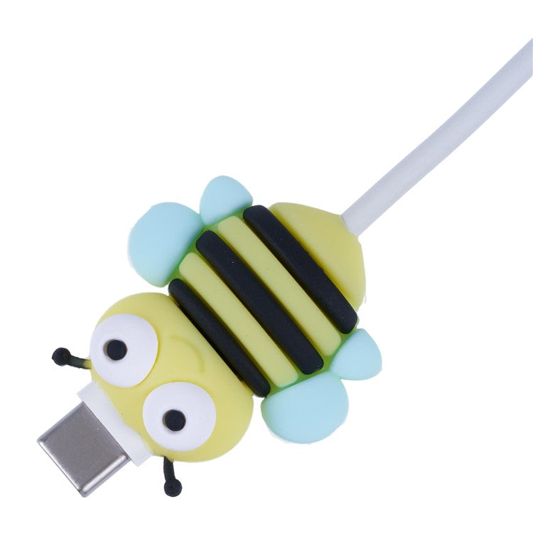 Cute Insect Pattern Charging Cord Protector USB Data Wire Protection Cover - Bee