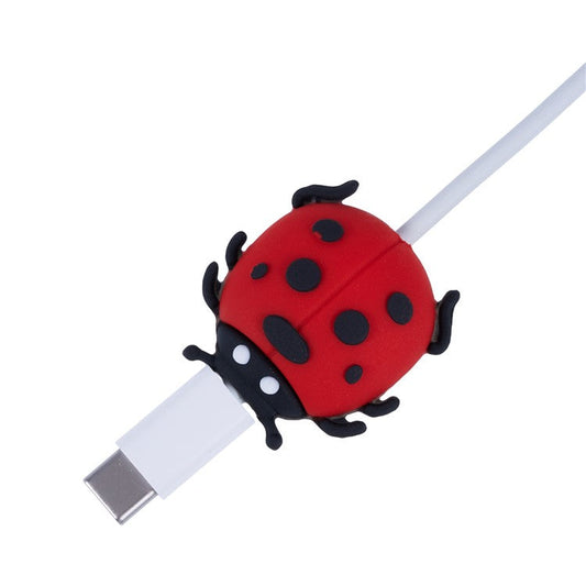 Cute Insect Pattern Charging Cord Protector USB Data Wire Protection Cover - Coccinella Septempunctata