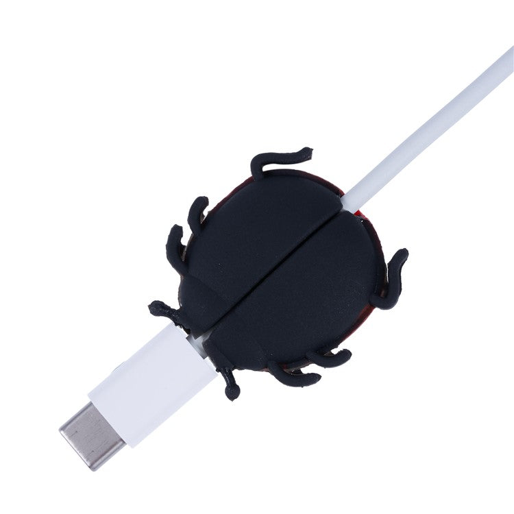 Cute Insect Pattern Charging Cord Protector USB Data Wire Protection Cover - Coccinella Septempunctata