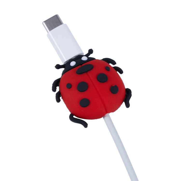 Cute Insect Pattern Charging Cord Protector USB Data Wire Protection Cover - Coccinella Septempunctata