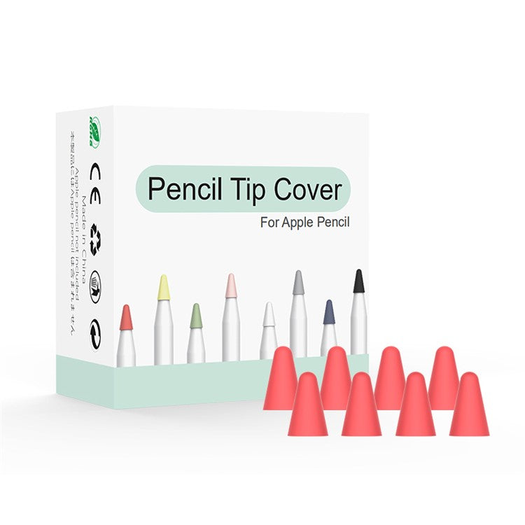 8Pcs Universal Wear Resistant Replacement Pen Nib Cases for Apple Pencil/Pencil (2nd Generation) - Red