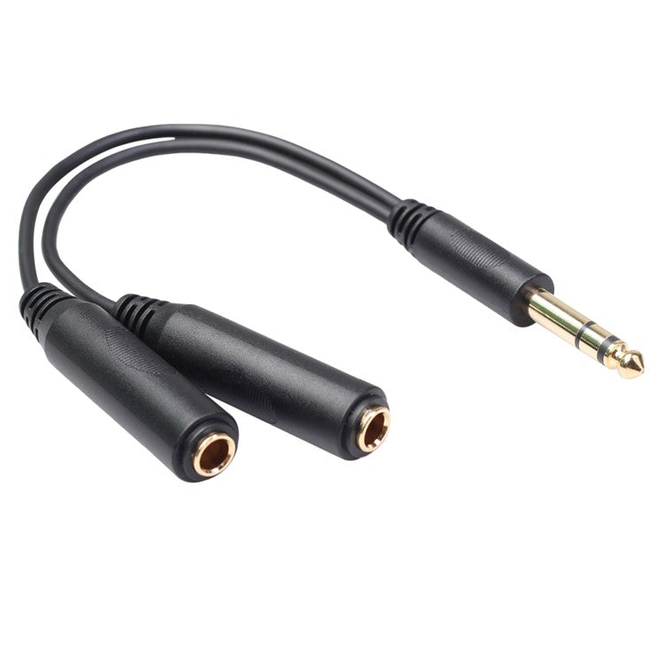 Stereo 6.35mm Extension Audio Cable 1 Male to 2 Female Headphone Headset Splitter 20cm