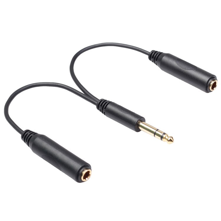 Stereo 6.35mm Extension Audio Cable 1 Male to 2 Female Headphone Headset Splitter 20cm