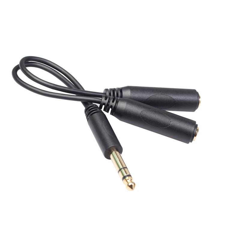 Stereo 6.35mm Extension Audio Cable 1 Male to 2 Female Headphone Headset Splitter 20cm