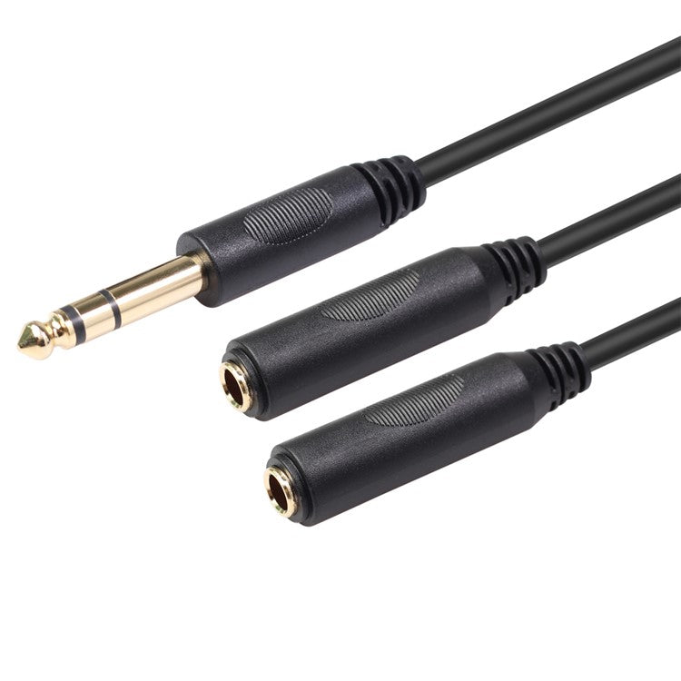 Stereo 6.35mm Extension Audio Cable 1 Male to 2 Female Headphone Headset Splitter 20cm