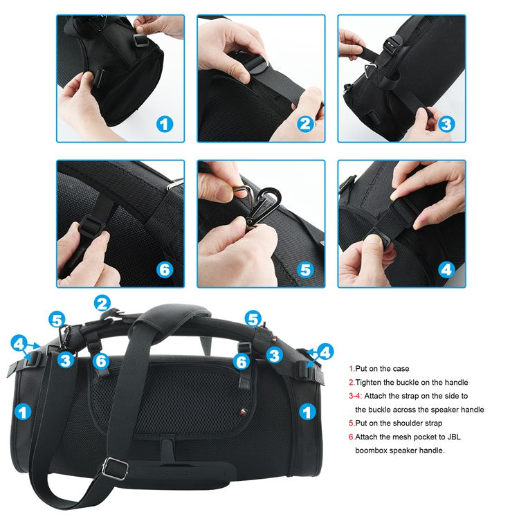 Bluetooth Speaker Protective Case with Side Pocket Removable Shoulder Strap for JBL Boombox