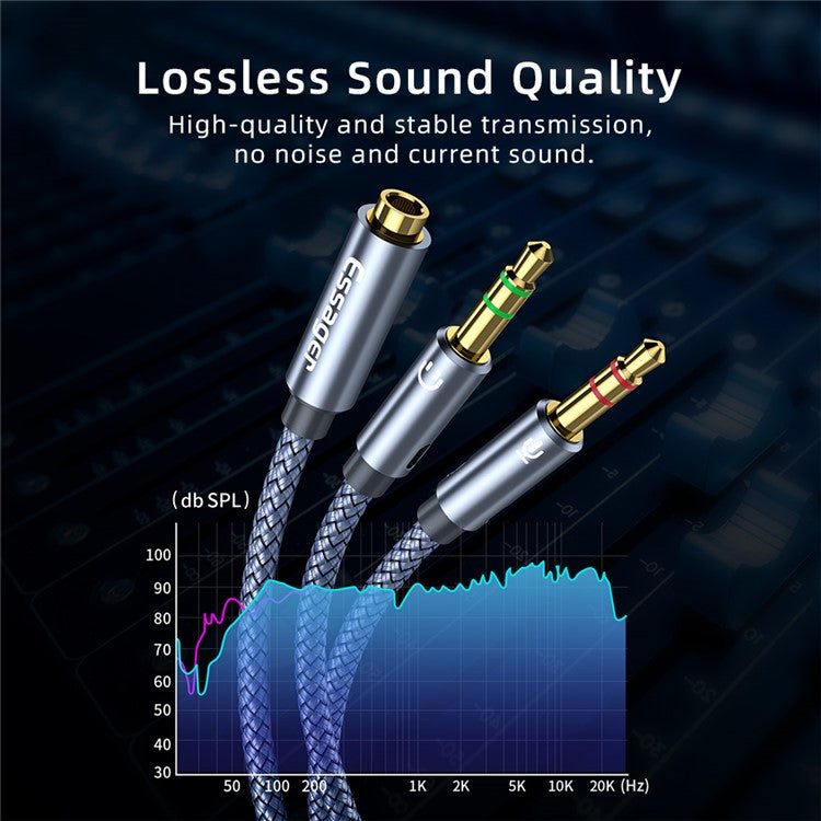 ESSAGER 0.25m 3.5mm Female to Dual 3.5mm Male Mic AUX Audio Y Splitter Cable Headphone Adapter Cord
