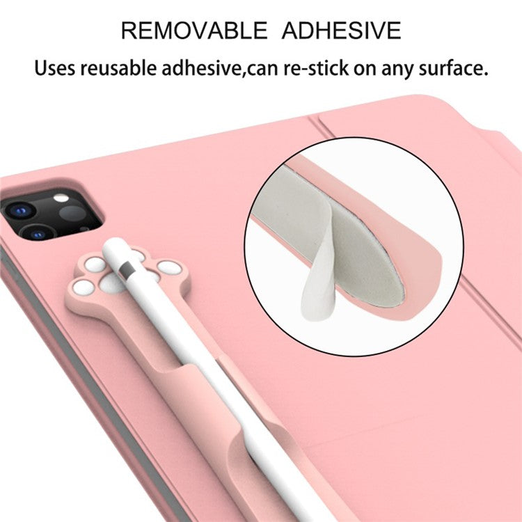 Love Mei Magnetic Attach Design Strong Adhesive Liquid Silicone Pencil Holder Sticker for Apple Pencil 1st / 2nd Generation - White Cat's Paw